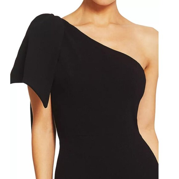 DRESS THE POPULATION Black GEORGINA One Shoulder BOW Crepe GOWN Plus Sz XXL  NWT - Picture 3 of 11